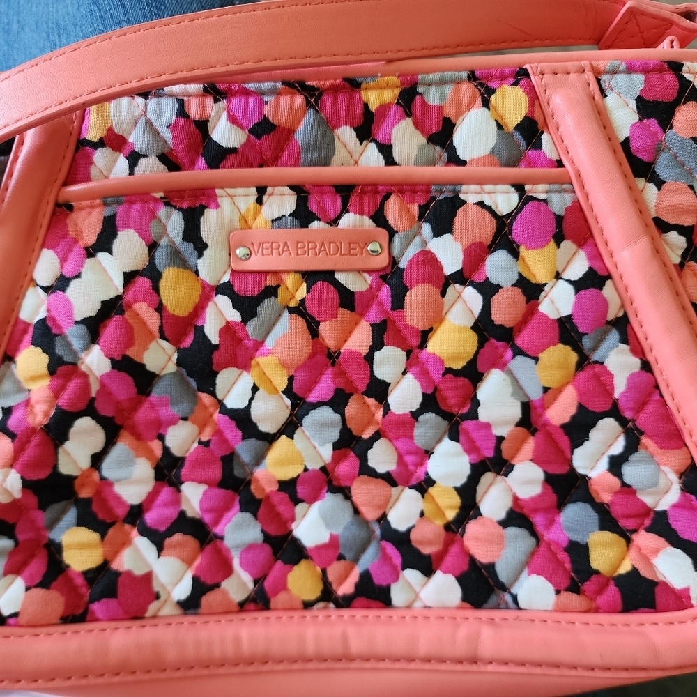 Vera Bradley, shoulder bag, Pixie Confetti, pink, peach, black, white purse